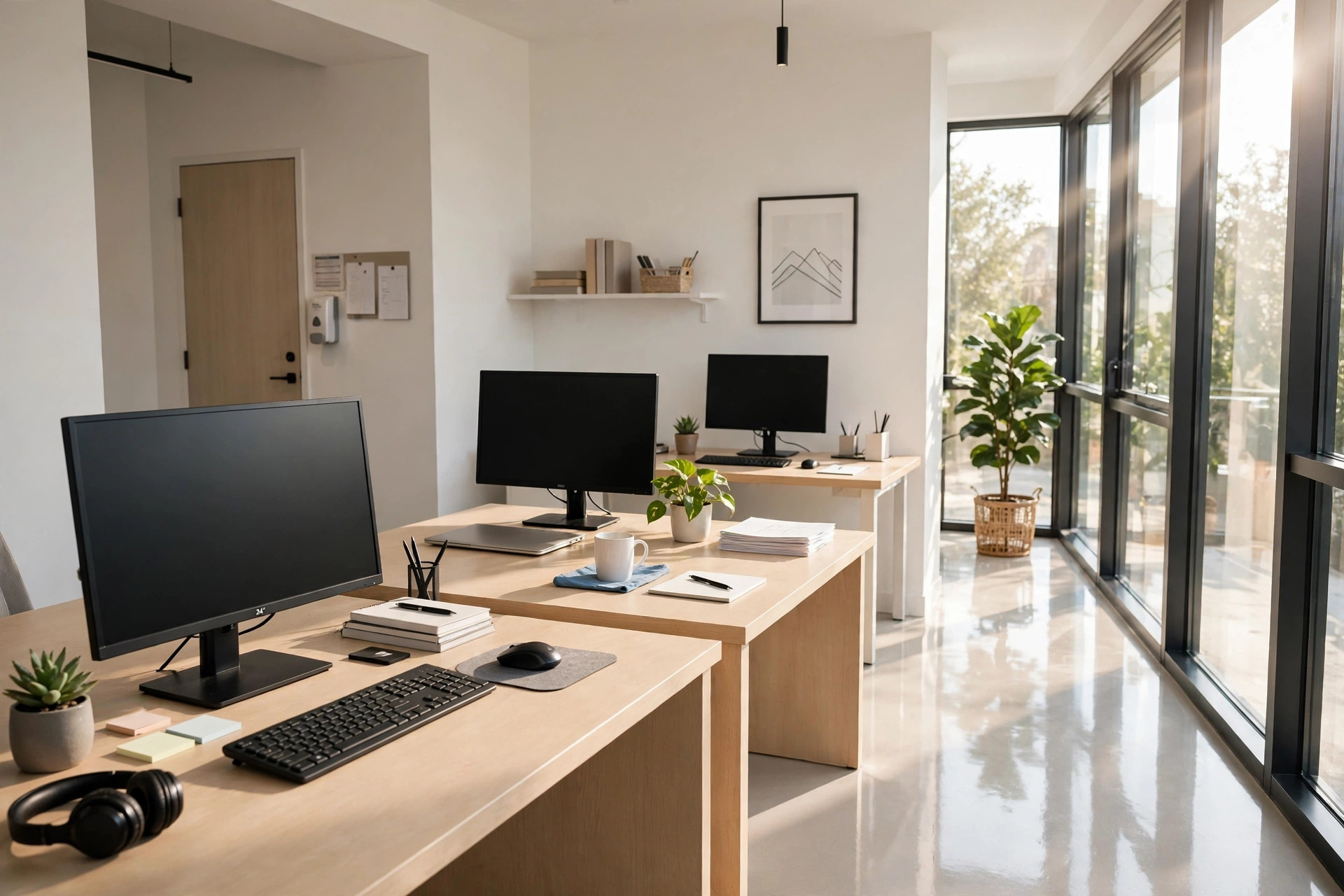 Bright, spotless office interior cleaned by South Sound Cleaning Co.
